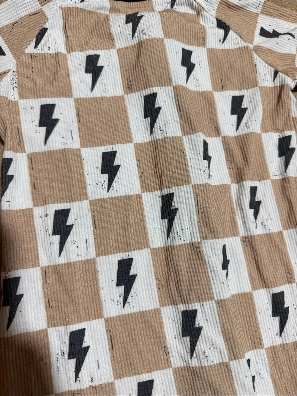 Bamboo shortie|lightning bolt checked print|12-18M